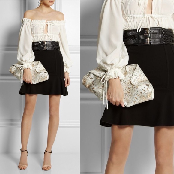 Alexander McQueen De Manta lace print silk satin large clutch bag - Picture 6 of 16